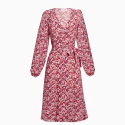 Robe Midi Fleurie Bordeaux Grace