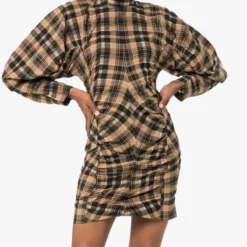 Ganni Robe Carreaux à Fronces