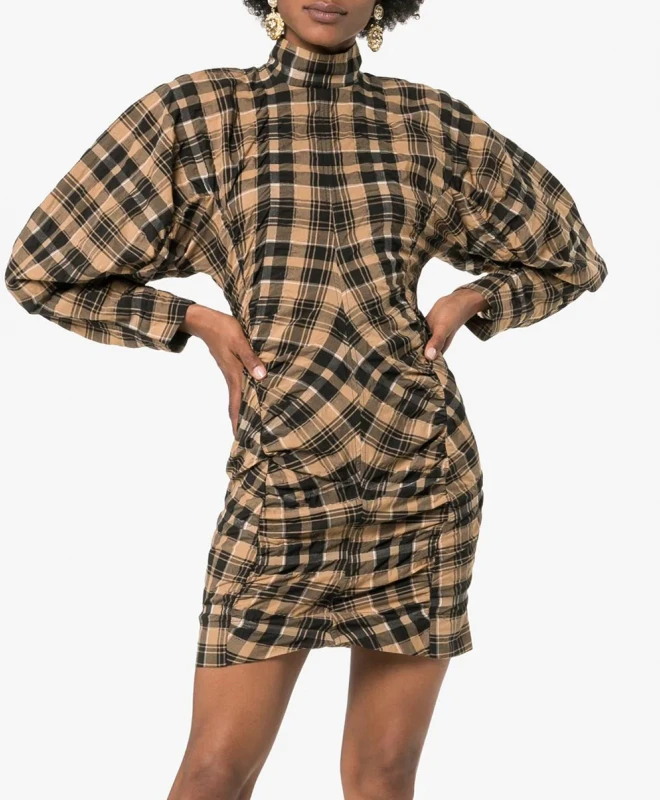 Ganni Robe Carreaux à Fronces 1 Ganni Robe Carreaux à Fronces