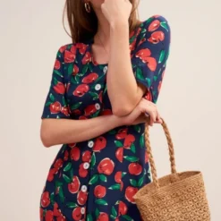 Rouje Robe Mathilda Cerises Bleu