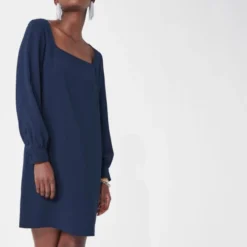 Tara Jarmon Robe Ruffa Bleue