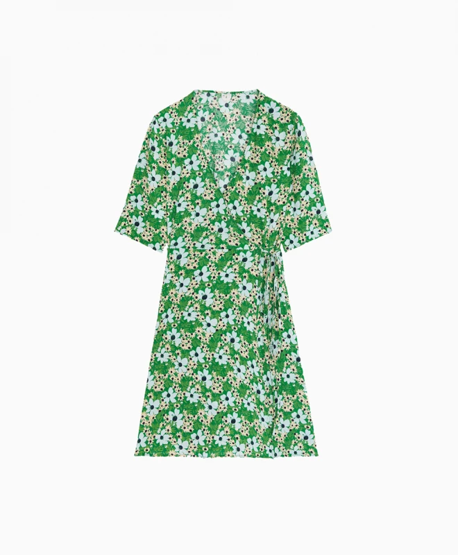 ARKET Robe Floral Wrap Dress Green 1 ARKET Robe Floral Wrap Dress Green
