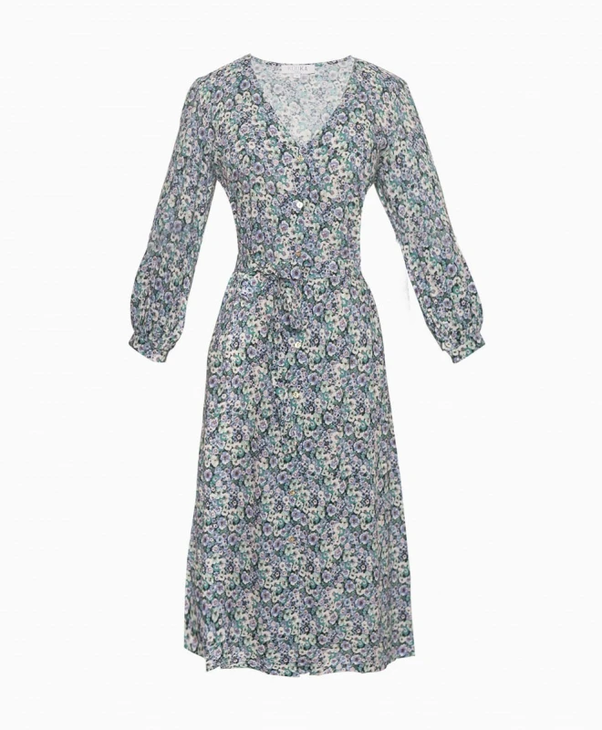 Robe Midi Fleurie Vert Grace 1 Robe Midi Fleurie Vert Grace