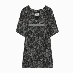 Ba&sh Robe Boho Noire Imprimée