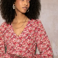 Robe Midi Fleurie Bordeaux Grace -Promos Vestinia Magasin 7ee289666f32a16e204373dd4503