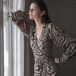 Ganni Robe Zebra Wrap