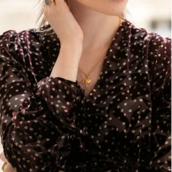 Samsoe Samsoe Robe Brown Dot Velvet -Promos Vestinia Magasin a428e11399d6103af2ee73eb8856