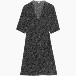 ARKET Robe Floral Wrap Dress Black